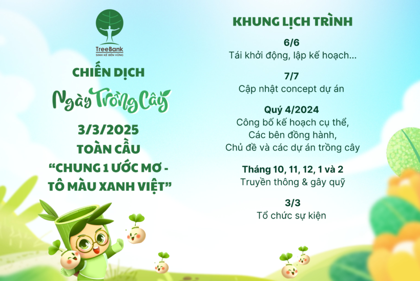 CHIẾN DỊCH NGÀY TRỒNG CÂY TOÀN CẦU 3/3/2025 – “CHUNG 1 ƯỚC MƠ – TÔ MÀU XANH VIỆT” – Khung lịch trình dự kiến